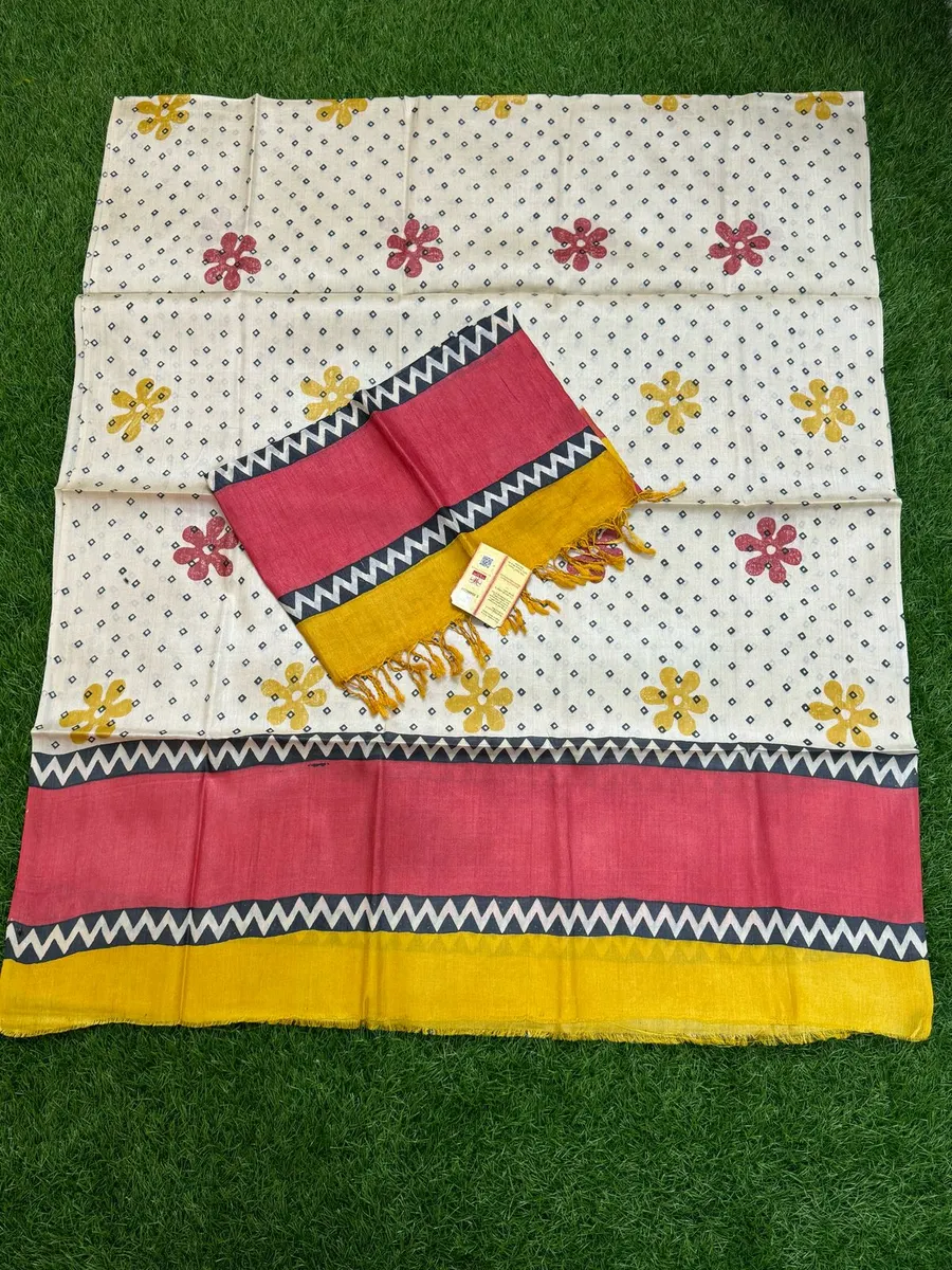 Pure Handloom Tussar Silk Dress Materials | Top & Dupatta Only